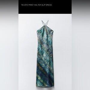 Zara Strapless Dress Tie-Dye Print Halter Slip Dress